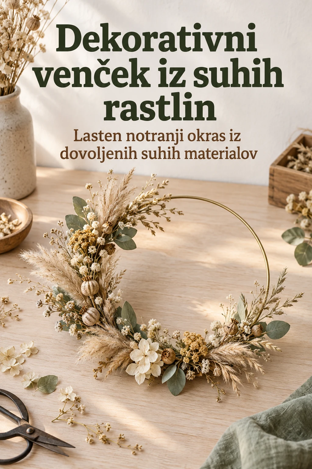 Platnica: Dekorativni venček iz suhih rastlin