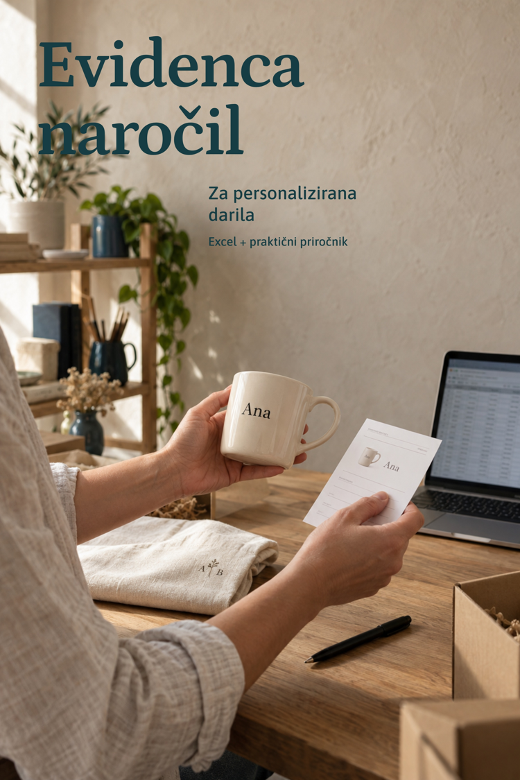 Platnica: Evidenca naročil za personalizirana darila v Excelu
