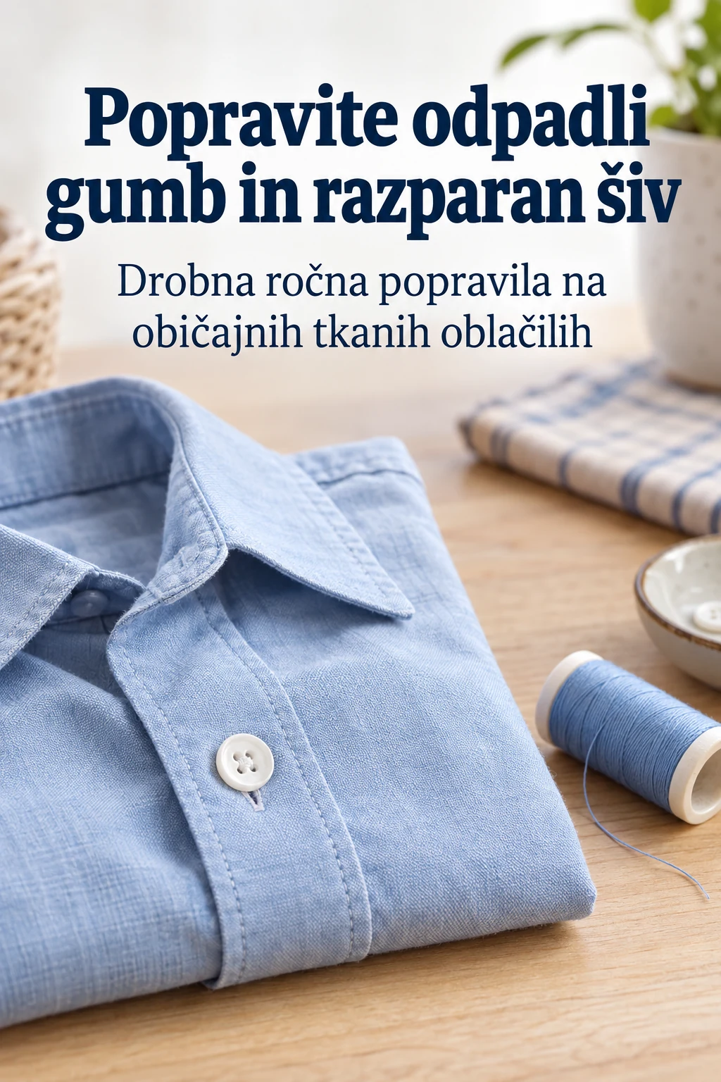 Platnica: Popravite odpadli gumb in razparan šiv
