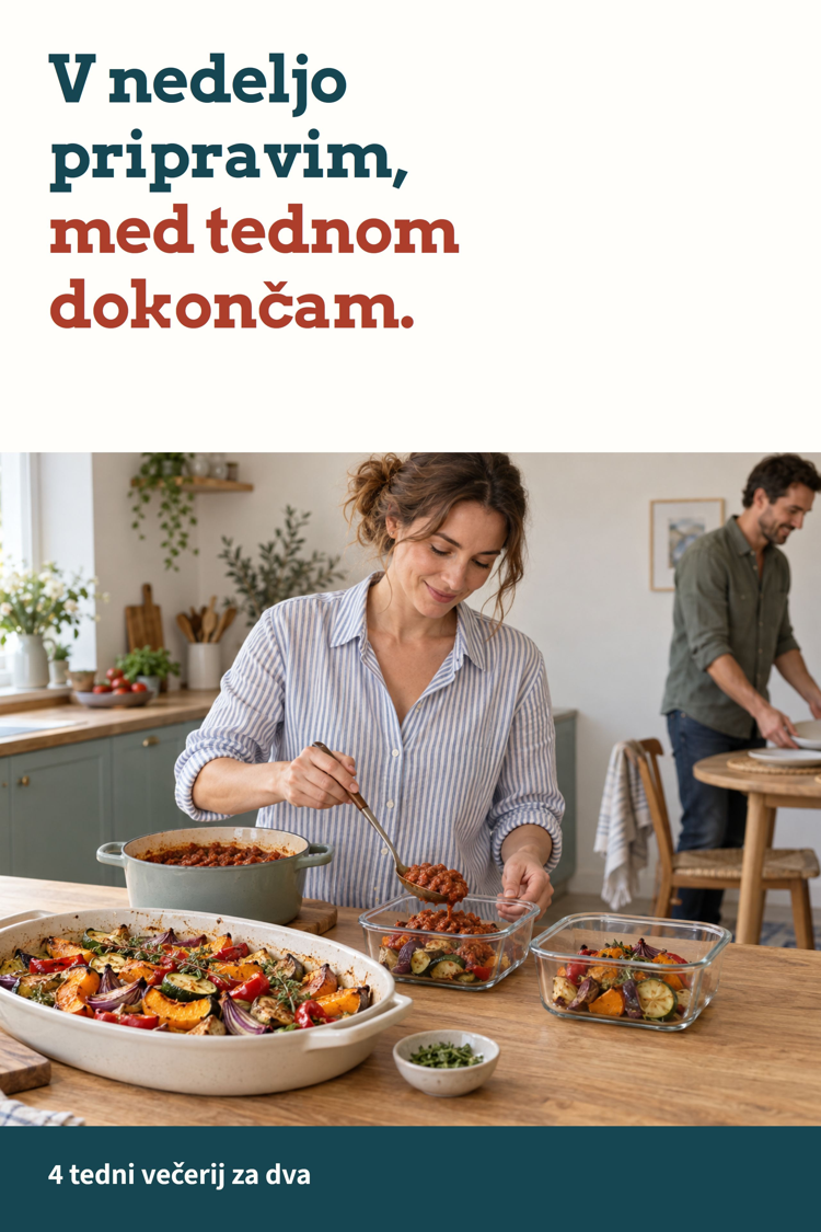 Platnica: V nedeljo pripravim, med tednom dokončam: 4 tedni za dva