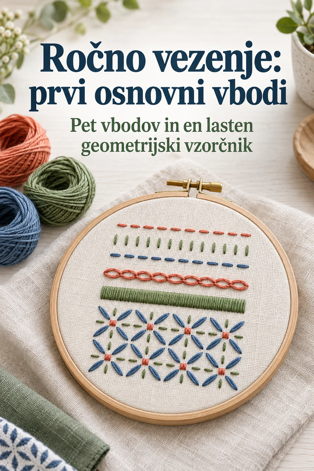Platnica: Ročno vezenje: prvi osnovni vbodi