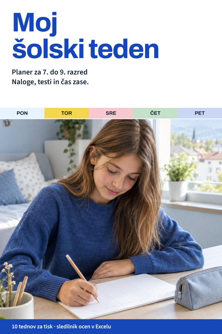 Platnica: Moj šolski teden: planer za 7. do 9. razred