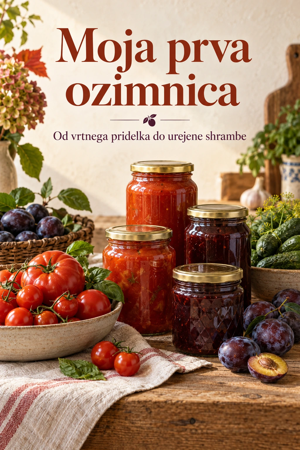 Platnica priročnika Moja prva ozimnica — Od vrtnega pridelka do urejene shrambe