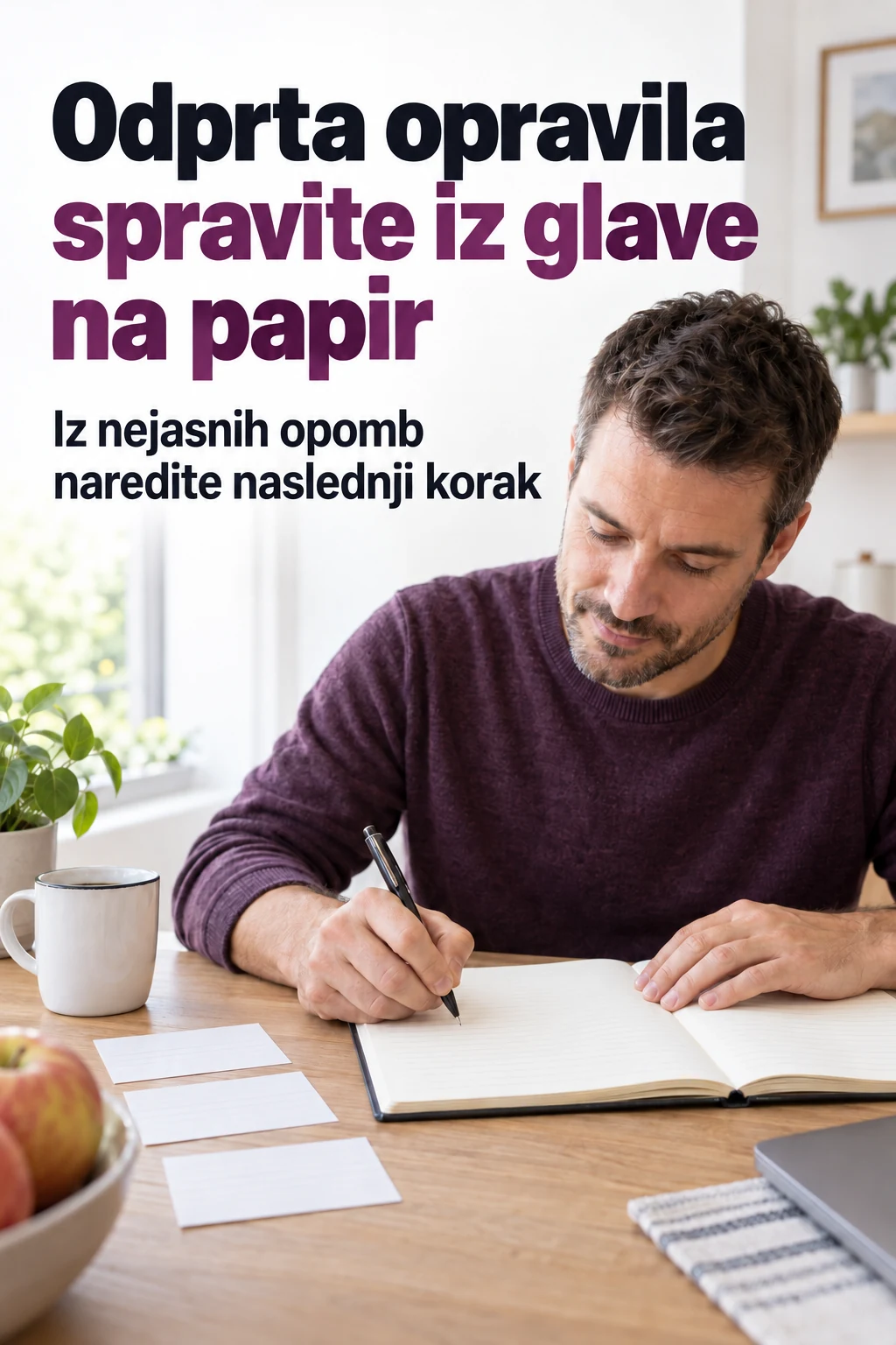Platnica: Odprta opravila spravite iz glave na papir — Iz nejasnih opomb naredite naslednji korak