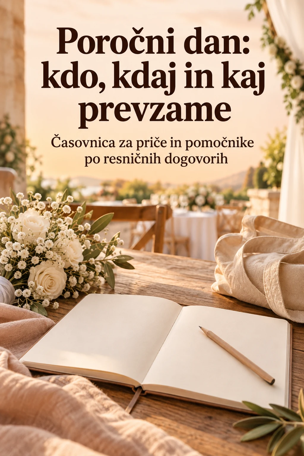 Platnica: Poročni dan: kdo, kdaj in kaj prevzame — Časovnica za priče in pomočnike po resničnih dogovorih
