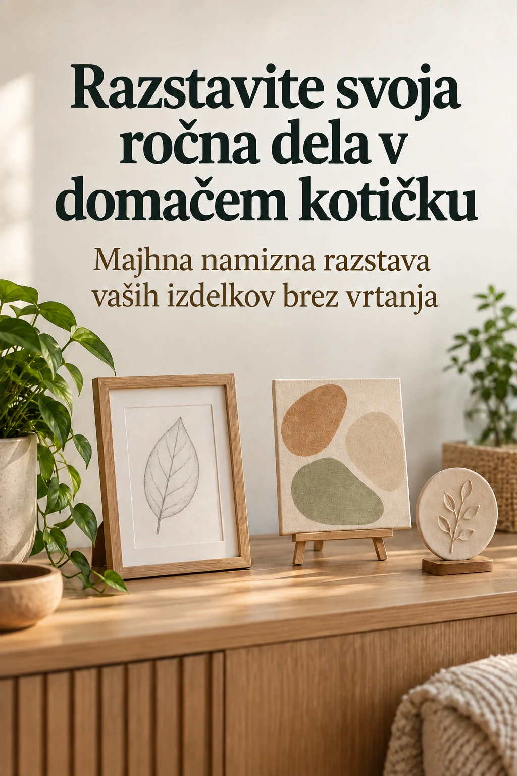 Platnica: Razstavite svoja ročna dela v domačem kotičku — Majhna namizna razstava vaših izdelkov brez vrtanja