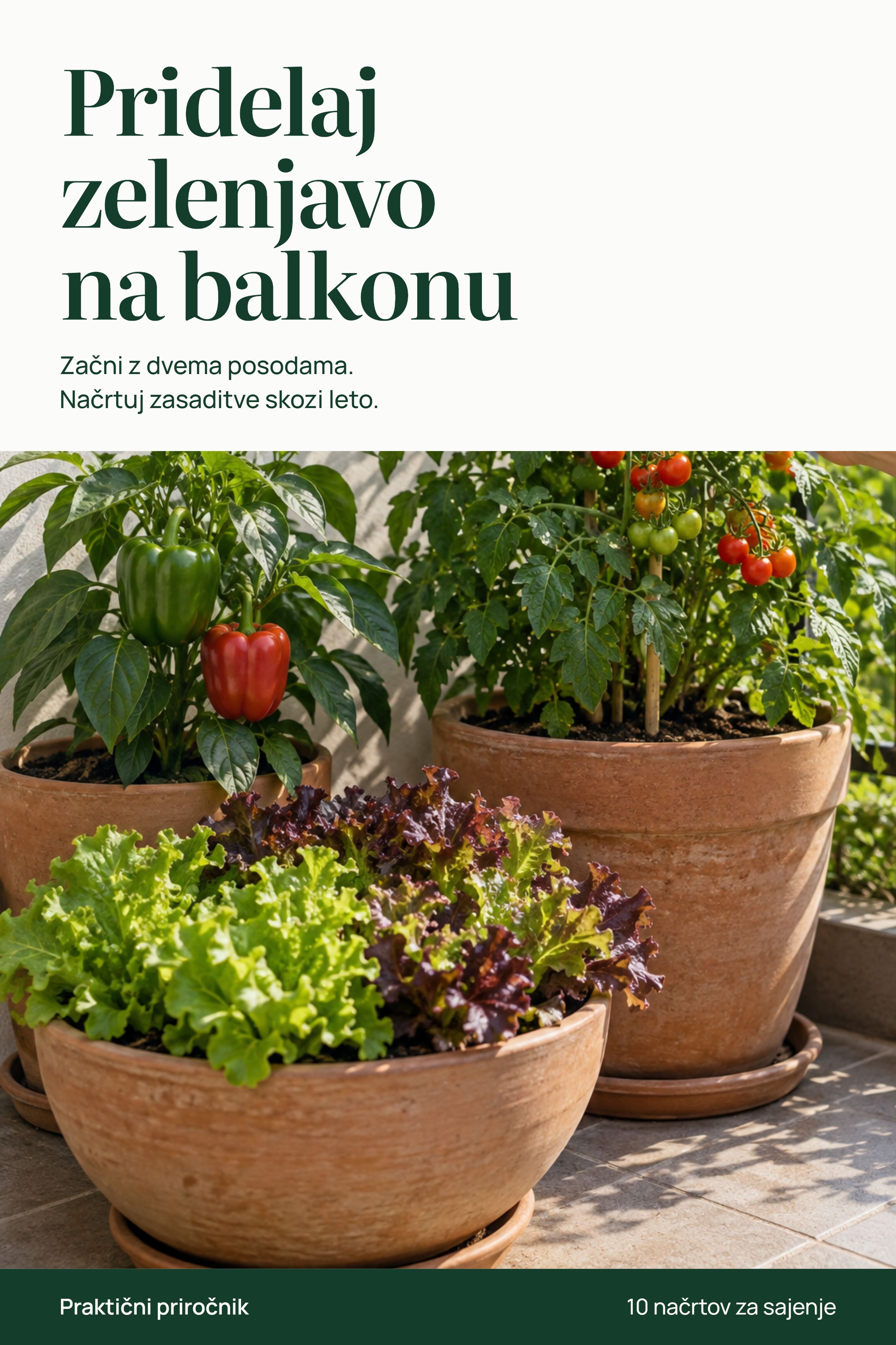Platnica: Pridelaj zelenjavo na balkonu. Začni z dvema posodama. Načrtuj zasaditve skozi leto.